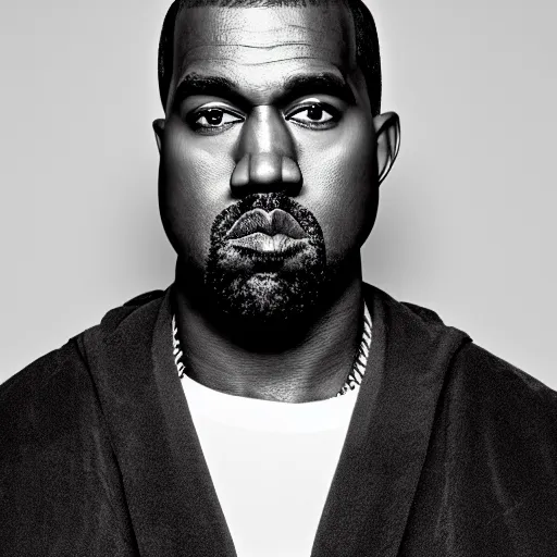 Prompt: the face of kanye west wearing a royal robe and crown at 4 2 years old, portrait by julia cameron, chiaroscuro lighting, shallow depth of field, 8 0 mm, f 1. 8