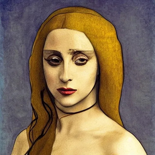 Image similar to lady gaga painted by leonardo da vinci