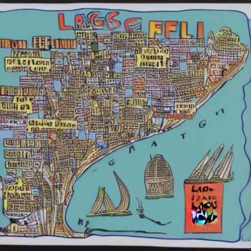 Prompt: map of lagos by fela kuti