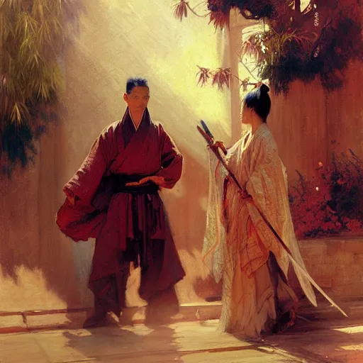 Image similar to wuxia, painting by gaston bussiere, craig mullins, j. c. leyendecker