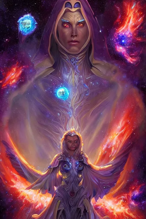 Image similar to beautiful oil painting with high detail of a wise Space ent(with Galaxy Eyes) made of stars and plasma, hybrid from dungeons and dragons and art direction by James Cameron ;by artgerm; wayne reynolds art station; cinematic quality character render; low angle; ultra high quality model; production quality cinema model