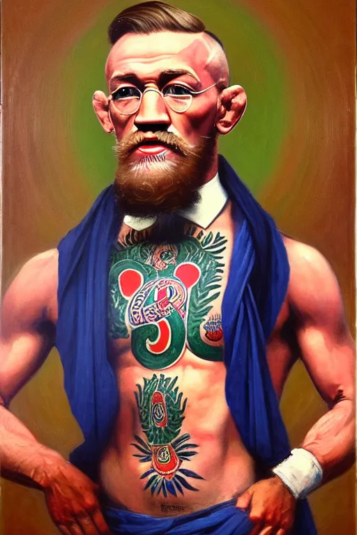 Image similar to full body portrait of conor mcgregor as mahatma gandhi, oil on canvas by william sidney mount, hindu art, great soul, irish folk, trending on artstation