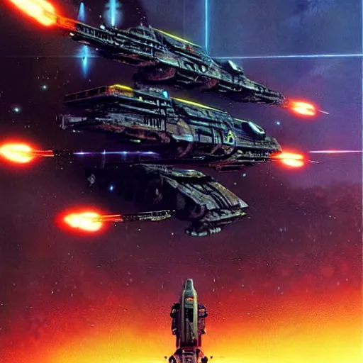 Image similar to war machines from a gate in hell, chris foss, john harris, beeple, wayne barlowe