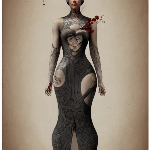 Image similar to wearing a full tight curvy long dress female, soft painting of lifelike curiosities and illusions, perfectly detailed linework, symmetrical accurate intricate sensual features, highly detailed, artstation, sharp focus, tom bagshaw