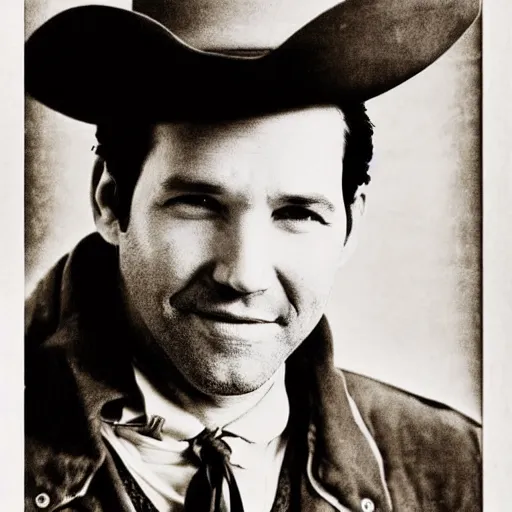 Prompt: paul rudd, wild west wanted poster, vintage photography, b & w.