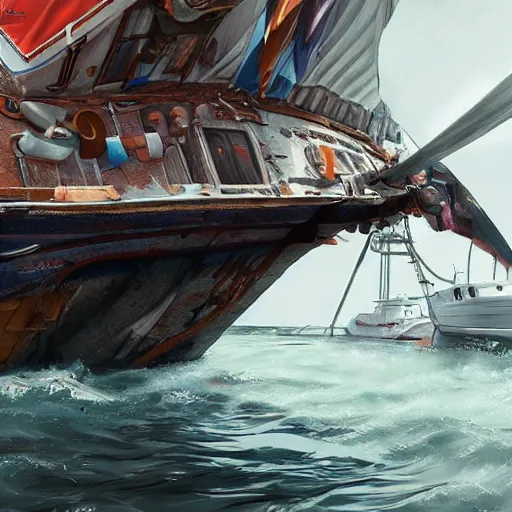 Image similar to boat graffiti, hyperdetailed, artstation, cgsociety