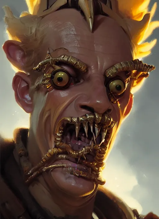 Image similar to portrait of junkrat from overwatch, victorian, concept art, detailed face, fantasy, close up face, highly detailed, cinematic lighting, digital art painting by greg rutkowski