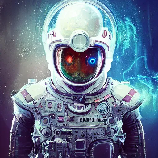 Image similar to hyperrealistic portrait of a squid monster astronaut, full body portrait, well lit, intricate abstract. cyberpunk, intricate artwork, by Tooth Wu, wlop, beeple. octane render,in the style of Jin Kagetsu, James Jean and wlop, highly detailed, sharp focus, intricate concept art, digital painting, ambient lighting, 4k, artstation