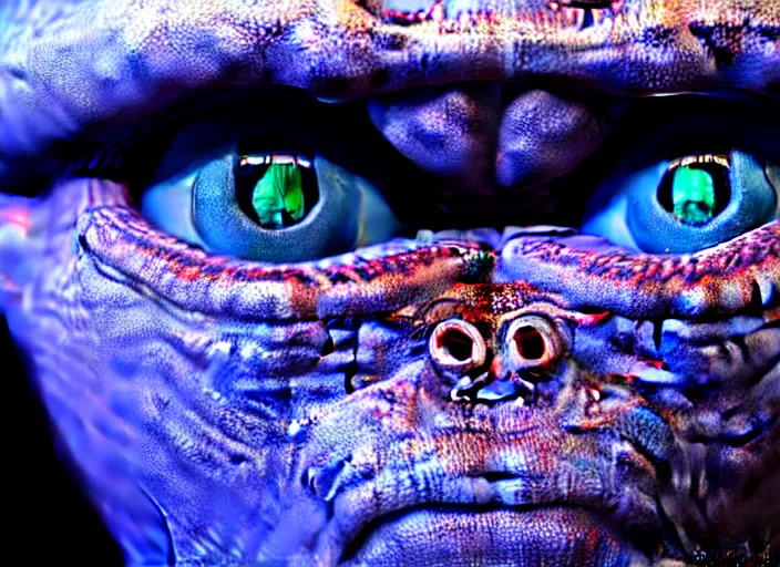 Prompt: hyperrealism, detailed textures, photorealistic 3 d render, an alien with cobalt coloured eyes in a super star system from 5 million years ago, sharp focus, ultra realistic, ultra high pixel detail, cinematic, intricate, cinematic light, concept art, illustration, art station, unreal engine 8 k