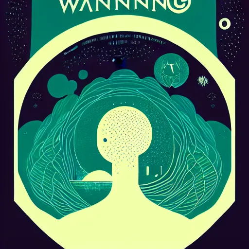 Image similar to a wandering mind, logo, simple white background victo ngai, kilian eng