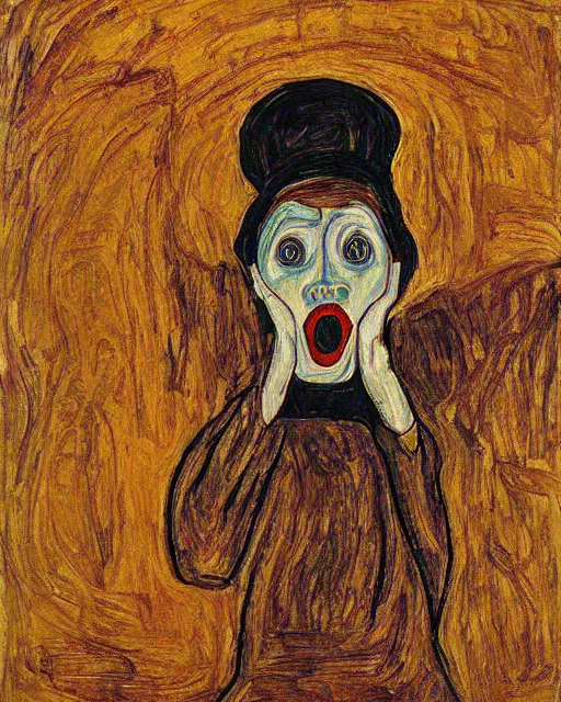 Image similar to the scream by Edvard Munk, in the style of Egon Schiele