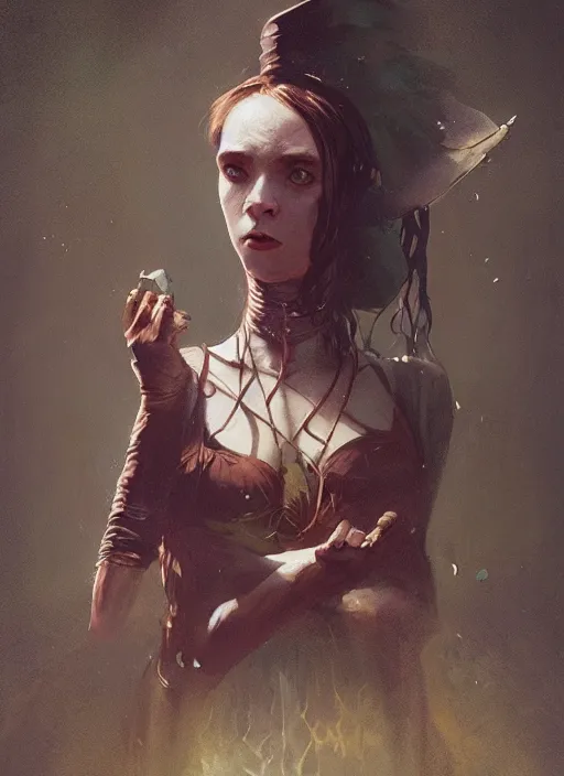 Prompt: hyper realistic photo of victorian wizard girl, full body, rule of thirds, conceptart, saturated colors, cinematic, greg rutkowski, brom, james gurney, mignola, craig mullins, artstation, cgsociety