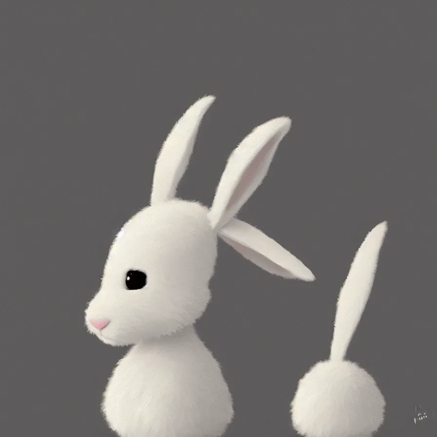 Image similar to a lovely white fluffy bunny, with big ears on a plain background, art by Goro Fujita, sharp focus, highly detailed, ArtStation