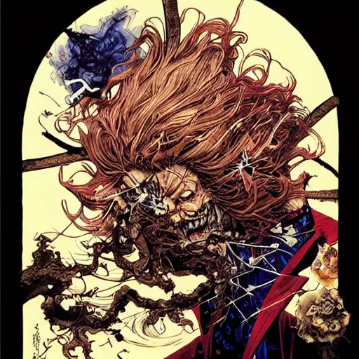 Image similar to mad scientist, by yoichi hatakenaka, masamune shirow, josan gonzales and dan mumford, ayami kojima, takato yamamoto, barclay shaw, karol bak