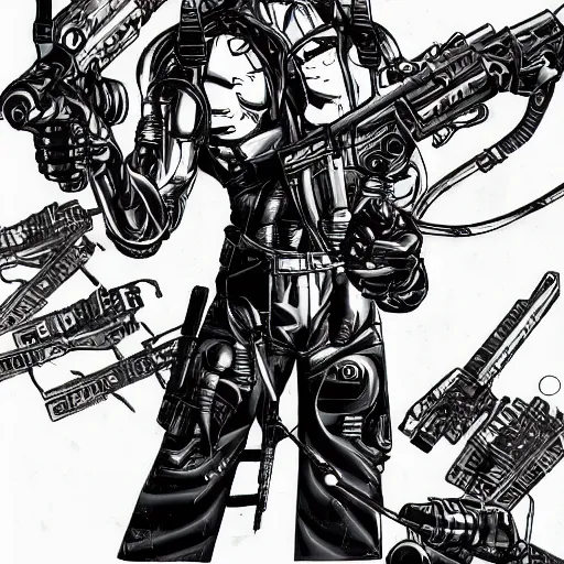 Image similar to terminator in the style of manga, matte