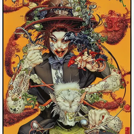 Image similar to crazy chef, by yoichi hatakenaka, masamune shirow, josan gonzales and dan mumford, ayami kojima, takato yamamoto, barclay shaw, karol bak