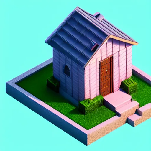 Image similar to Isometric 3D Fantasy Cute House, realistic, soft texture, render in blender, gradient, geometric, minimal