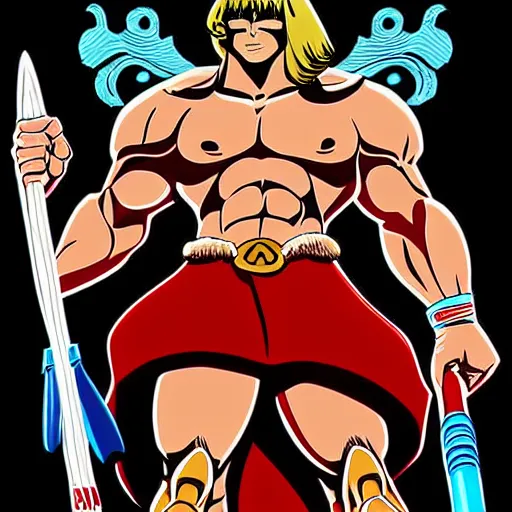 Image similar to he - man digital painting, highly detailed, anime