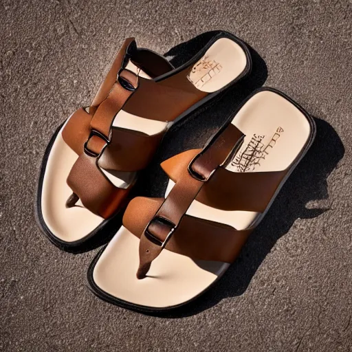 sperry brown leather sandals with extremely long toe | Stable Diffusion ...
