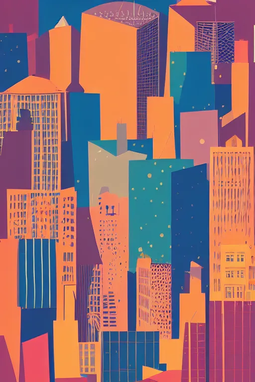 Image similar to minimalist boho style art of a big city, illustration, vector art