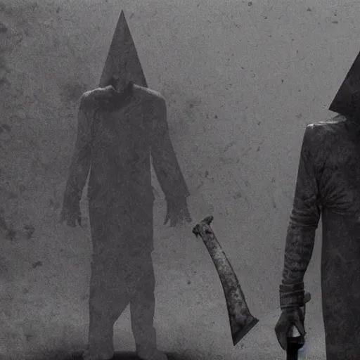 Prompt: silent hill pyramid head republican propaganda full frontal