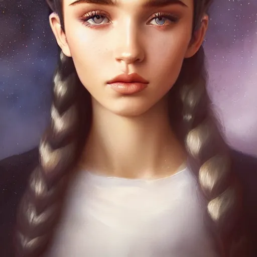 Image similar to tom bagshaw, very beautiful mutation of madison beer bella poarch dove cameron in a sailor suit flirting smile, randomly lustrous dyed hair, professionally retouched, focus eyes, ultra realistic soft painting, insanely detailed linework, symmetrical accurate intricate features, behance artstation, 8 k, - signature