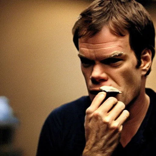 Image similar to Dexter Morgan smoking a cigar