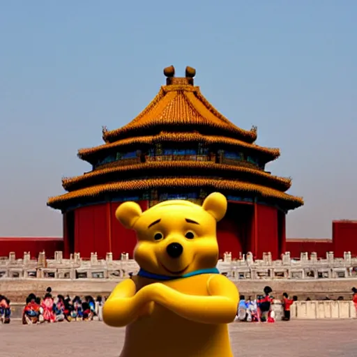 Image similar to winnie the pooh explores the forbidden city in china