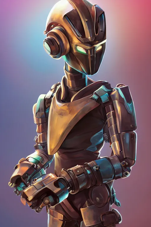 Image similar to epic mask helmet robot ninja portrait stylized as fornite style game design fanart by concept artist gervasio canda, behance hd by jesper ejsing, by rhads, makoto shinkai and lois van baarle, ilya kuvshinov, rossdraws global illumination radiating a glowing aura global illumination ray tracing hdr render in unreal engine 5