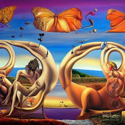 Image similar to If we had more time, We could live forever, Just you and I, We could be together, surrealism, in the style of Salvador Dali, oil on canvas, 8K beautiful detailed mural