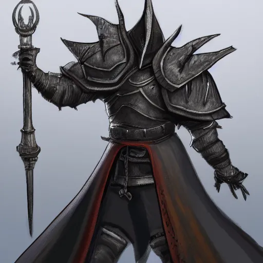 Prompt: a high quality digital painting of a character design for a darksouls boss
