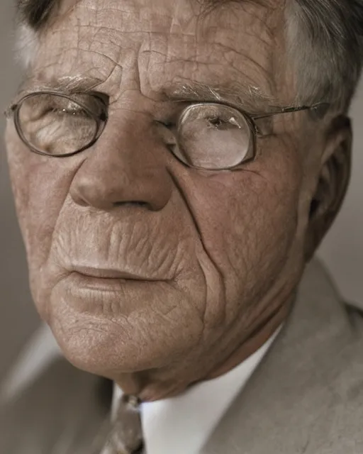 Image similar to portrait of john f. kennedy, peaceful, old and wrinkled, photography by steve mccurry, trending on artstation