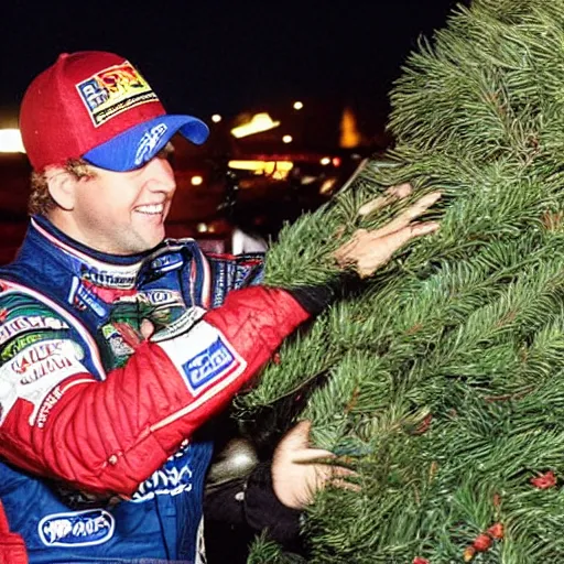 Image similar to Petter Solberg after he crashed into the christmas tree