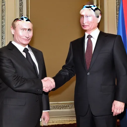 Image similar to Putin shakes hands with Hitler