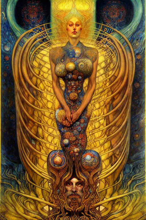 Image similar to Divine Chaos Engine by Karol Bak, Jean Delville, William Blake, Gustav Klimt, and Vincent Van Gogh, symbolist, visionary