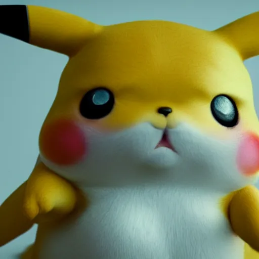 Image similar to extremely detailed high definition ultra focus super detailed hyper realistic Pikachu looking like a real animal real render 3d amazing beutiful lighting visceral hD 8k large