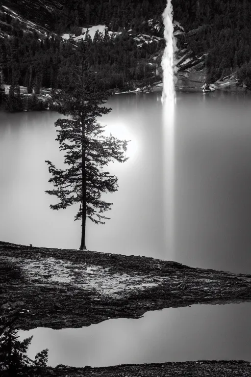 Image similar to brocken spectre, ghost of the lake, magic portal