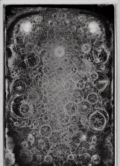 Prompt: old wetplate daguerreotype invention of entrophy, explosion of data fragments, fractal, intricate, elegant, highly detailed, parallax, leica, medium format, subsurface scattering, by joan eardly