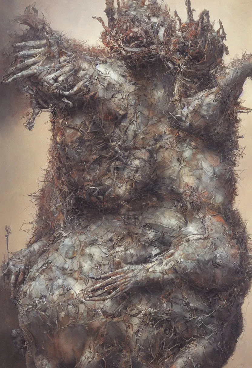 Prompt: beautiful oil clean painting of biomechanical big chungus by wayne barlowe, rembrandt, complex, stunning, realistic skin color, 4 k, high res, awardwinning, masterpiece, realistic lighting