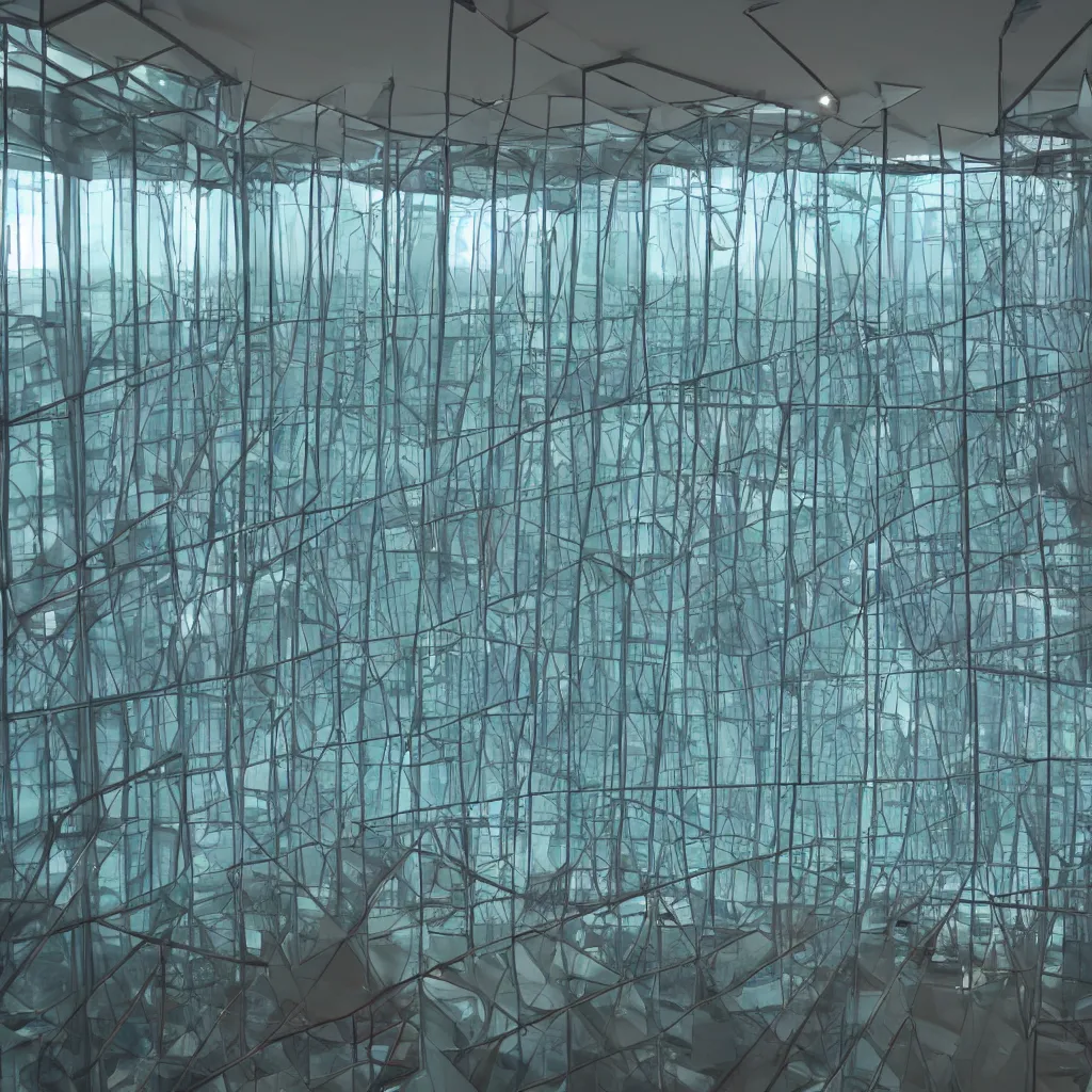 Prompt: a room made of glass seein in a ortographic view