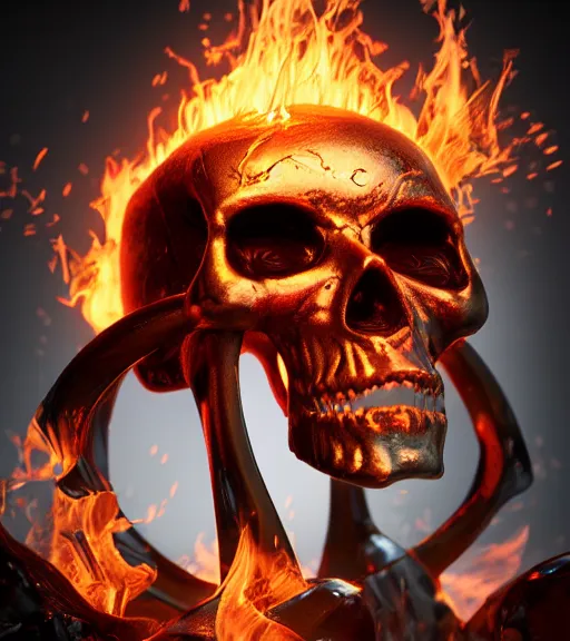 Prompt: epic render of burning skull, octane render, trending on artstation, macro photography