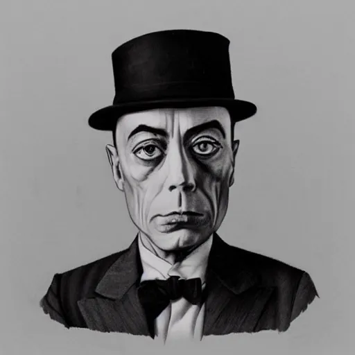 Prompt: buster keaton drawn by mort drecker