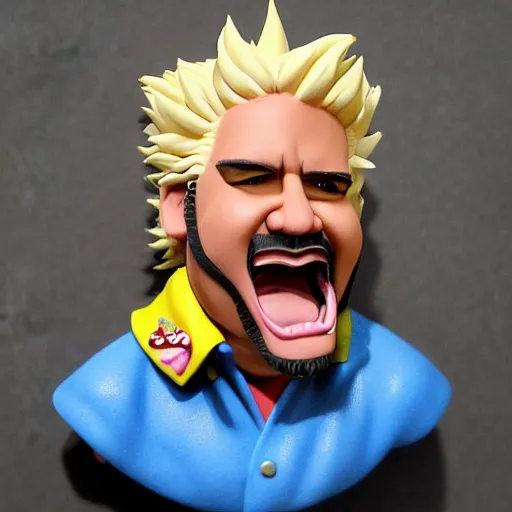 Prompt: guy fieri made out of polymer clay detailed sculpture trending on artstation