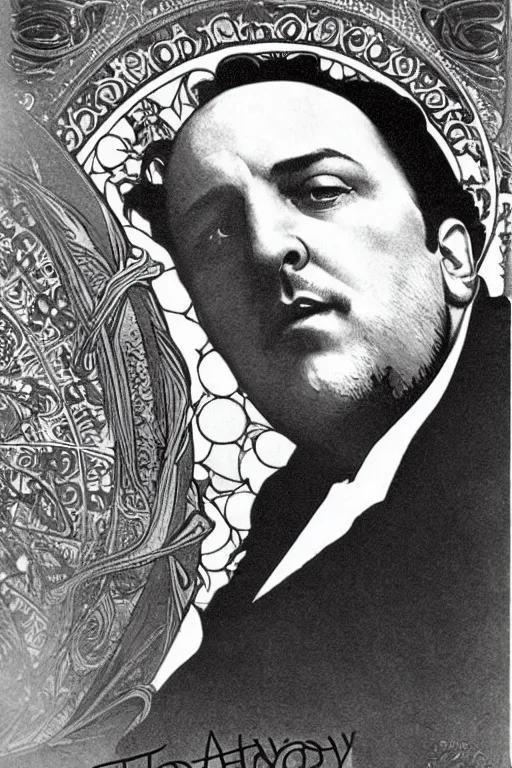 Prompt: tony soprano by alphonse mucha