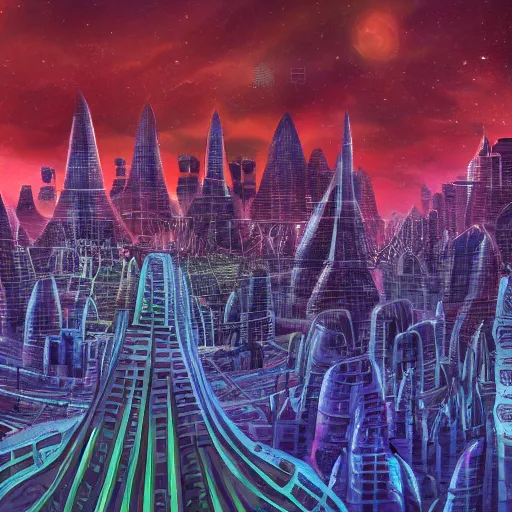 Image similar to an alien city by georgia okeefe, 4 k,