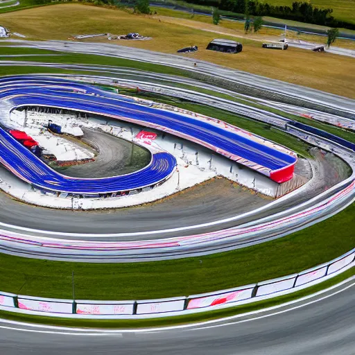 Image similar to drone photo of a futuristic racing circuit