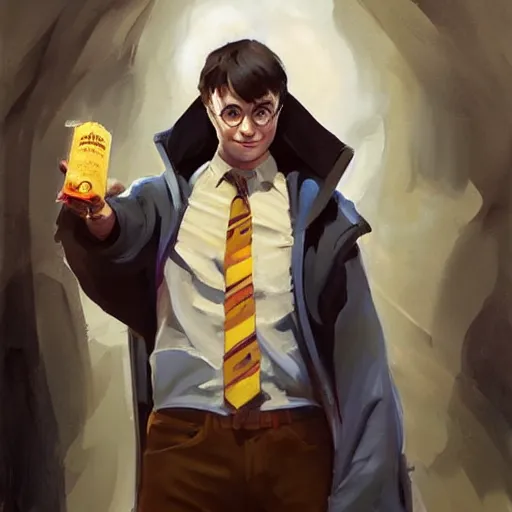 Prompt: greg manchess portrait painting of harry potter as overwatch character, medium shot, asymmetrical, profile picture, organic painting, sunny day, matte painting, bold shapes, hard edges, street art, trending on artstation, by huang guangjian and gil elvgren and sachin teng