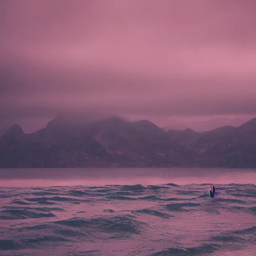 Image similar to Between the mountains and the sea, photography, award winning, 8k, by wes anderson