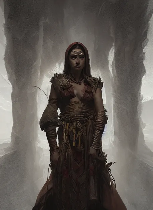 Image similar to portrait, female ancient shaman, dramatic lighting, cinematic, establishing shot, extremly high detail, foto realistic, cinematic lighting, post processed, concept art, artstation, matte painting, style by eddie mendoza, raphael lacoste, alex ross