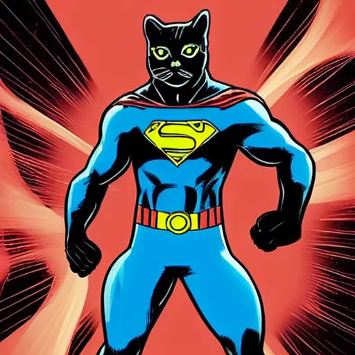 Image similar to a cat in the style of DC Comics